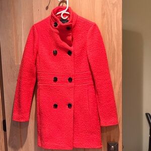 Ann Taylor Women’s tomato Red Double-Breasted Wool-Blend Coat